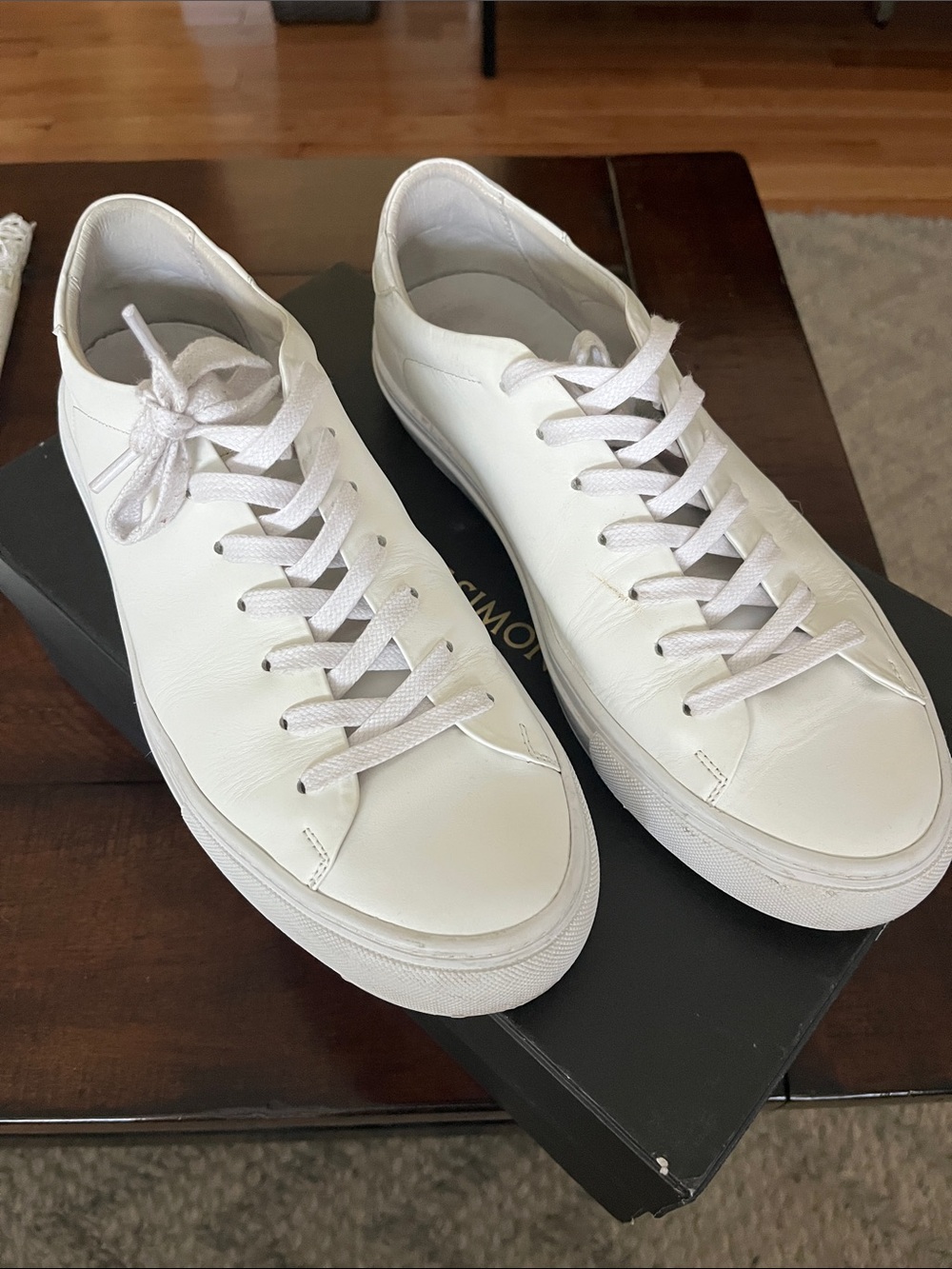 Beckett Simonon White Leather Low-Top Sneakers with Tonal Laces